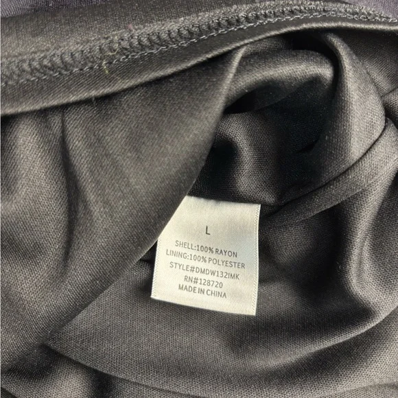 Blue Rain Black Boho Mini Dress L | Lined, Button Detail - Picture 8 of 10